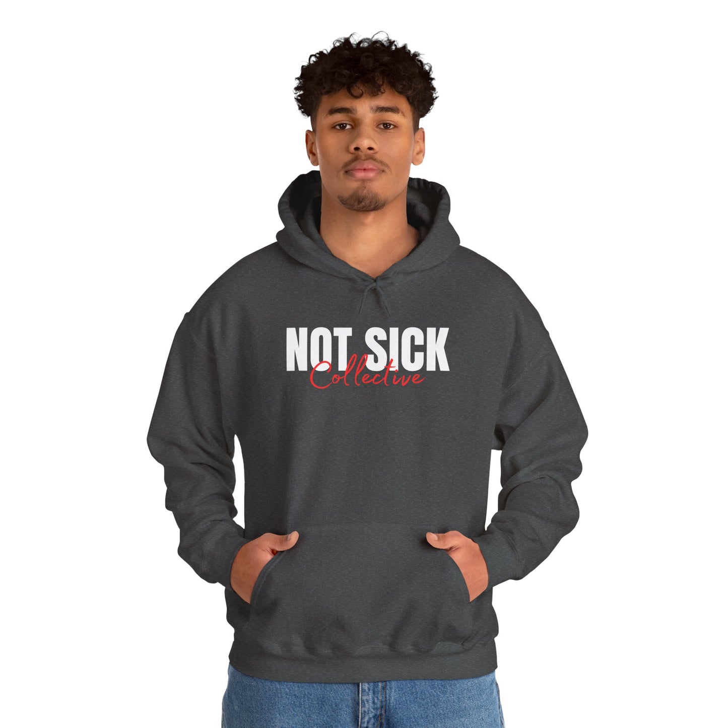 Not Sick Collective Hoodie — Bold Graphic Black Pullover