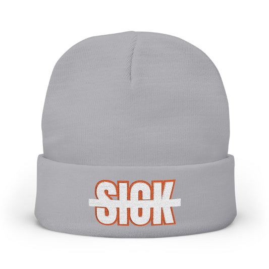 Embroidered "Not Sick" Knit Beanie — Streetwear Cuffed Winter Hat