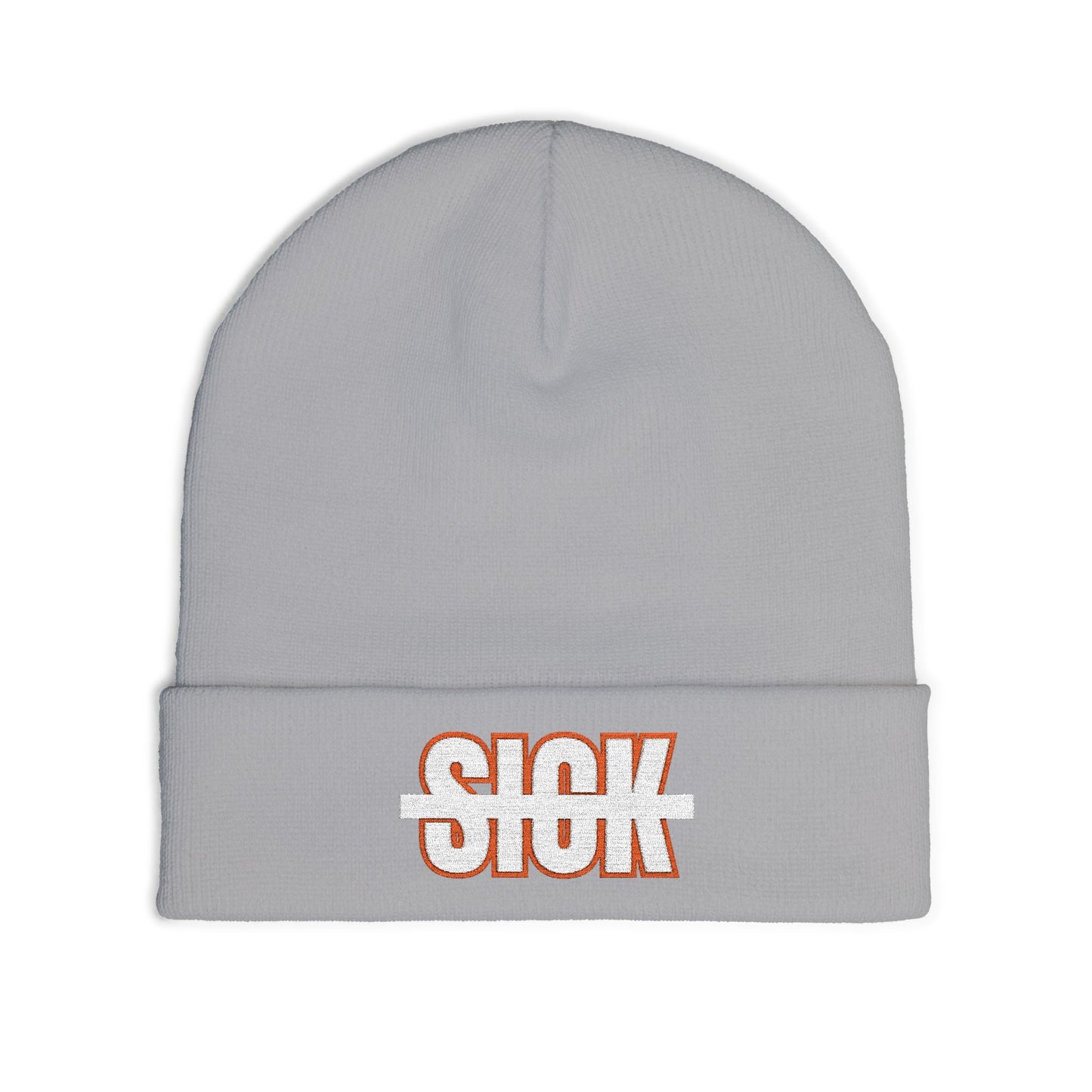 Embroidered "Not Sick" Knit Beanie — Streetwear Cuffed Winter Hat