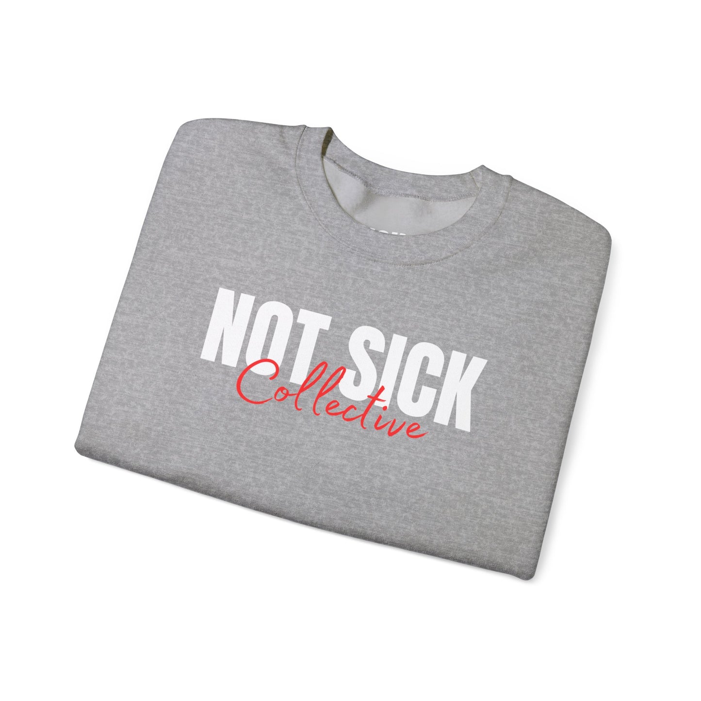 Not Sick Collective Crewneck Sweatshirt — Graphic Black Pullover for Wellness Advocates