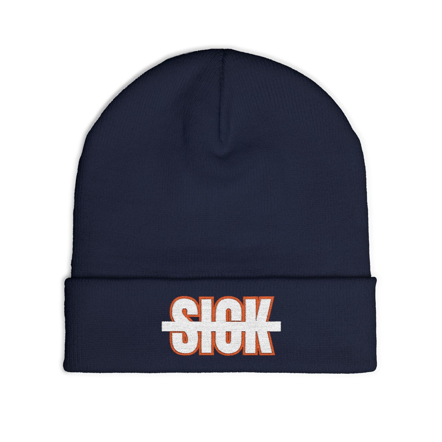 Embroidered "Not Sick" Knit Beanie — Streetwear Cuffed Winter Hat