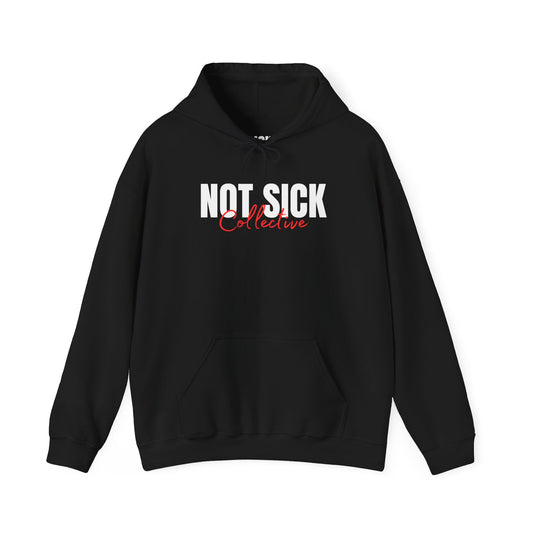 Not Sick Collective Hoodie — Bold Graphic Black Pullover